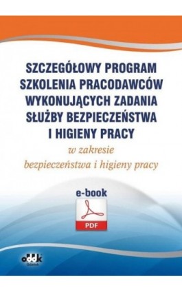 Szczegółowy program szkolenia pracodawców wykonujących zadania służby bezpieczeństwa i higieny pracy w zakresie bezpieczeństwa i - * - Ebook - 978-83-8253-016-2