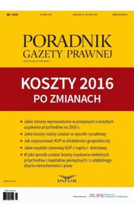 Koszty 2016 po zmianach - Tomasz Krywan - Ebook - 978-83-7440-654-3