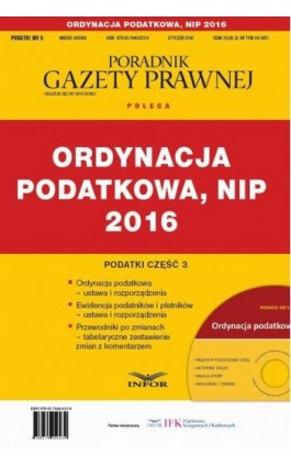 PODATKI 2016/5  Podatki cz.3 Ordynacja podatkowa, NIP 2016 - Infor Pl - Ebook - 978-83-7440-623-9