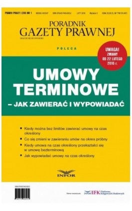 Umowy terminowe – jak zawierać i wypowiadać - Infor Pl - Ebook - 978-83-7440-693-2