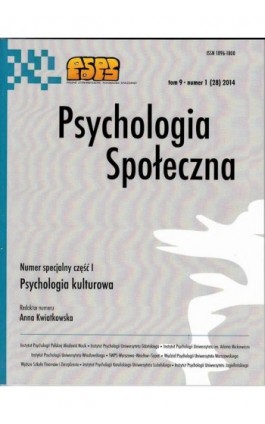 Psychologia Społeczna nr 1(28)/2014 - Ebook