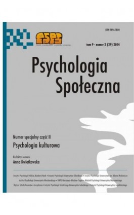 Psychologia Społeczna nr 2(29)2014 - Ebook