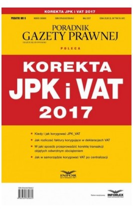 Korekta JPK i VAT 2017 - Infor Pl - Ebook - 978-83-65789-67-9
