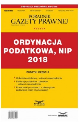 Ordynacja podatkowa, NIP 2018. Podatki część 3 - Infor Pl - Ebook - 978-83-65887-96-2