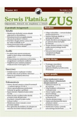 Serwis Płatnika ZUS Nr 9/2013 (76) - Michał Jarosik - Ebook