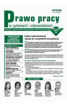 Prawo pracy w pytaniach i odpowiedziach sierpień 2013 - Ebook