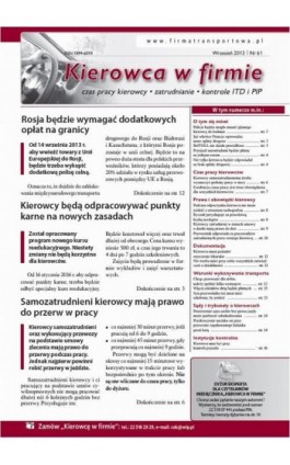 Kierowca w firmie wrzesień 2013 nr 61 - Ebook