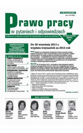 Prawo pracy w pytaniach i odpowiedziach wrzesień 2013 - Ebook