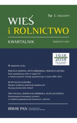 Wieś i Rolnictwo nr 1(182)/2019 - Wojciech Józwiak - Ebook