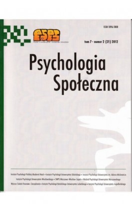 Psychologia Społeczna nr 2 (21) 2012 - Ebook