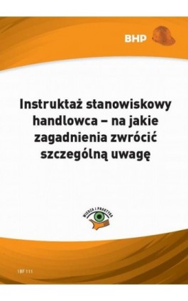 Instruktaż stanowiskowy handlowca – na jakie zagadnienia zwrócić szczególną uwagę (e-book) - Waldemar Klucha - Ebook - 978-83-269-8976-6