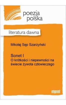 Sonet I - Mikołaj Sęp Szarzyński - Ebook - 978-83-270-2170-0