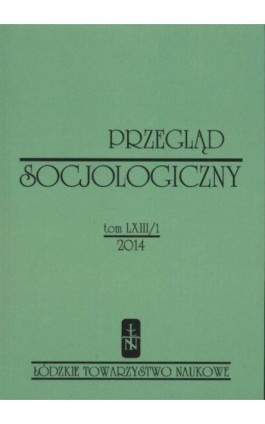 Przegląd Socjologiczny t. 63 z. 1/2014 - Praca zbiorowa - Ebook