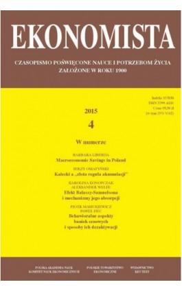 Ekonomista 2015 nr 4 - Praca zbiorowa - Ebook