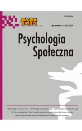 Psychologia Społeczna nr 3-4(5)/2007 - Ebook